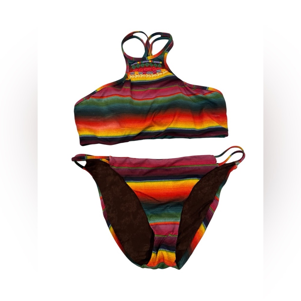 Pilyq Multicolor Striped Bikini with‎ pads